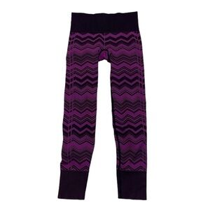 Lululemon Leggings Women's 2 Purple Black Zig Zag Stretch Athletic Skinny Ankle